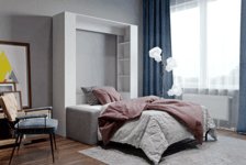 Шкаф кровать вертикальная с диваном с внутренними ячейками Standart 120х200